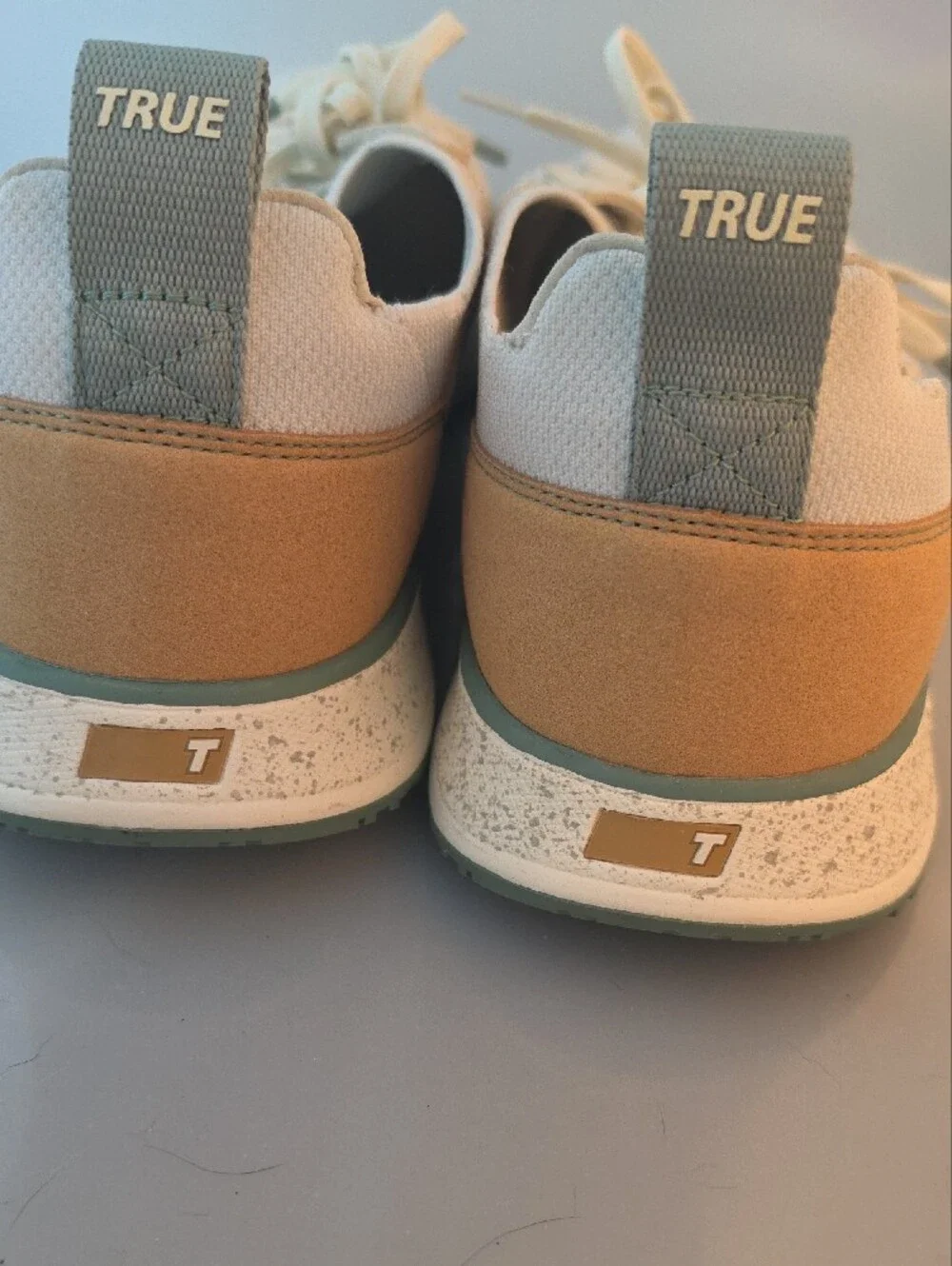 True Men's Cream and Tan Knit Sneaker with Sage Accents